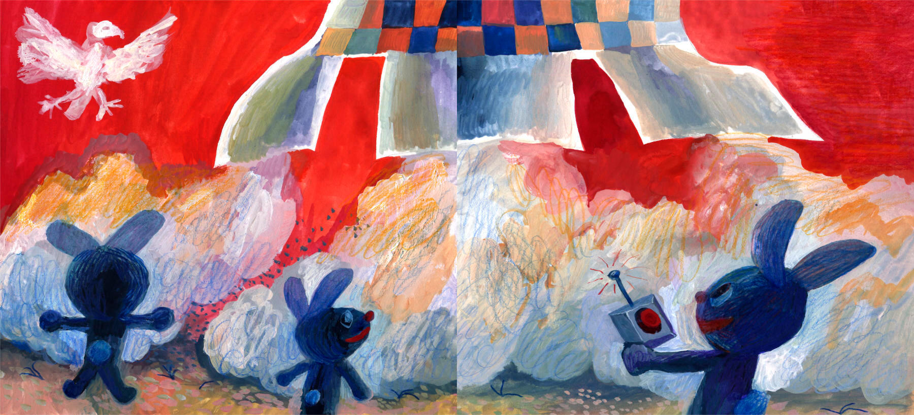 Ala Flora / 2020 / Zawiesina / graduation project / gouache book illustration / rocket start
