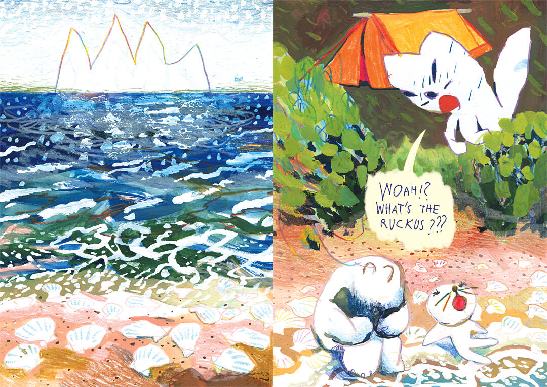 Ala Flora / 2018 / Into the White / mixed media comic book spread