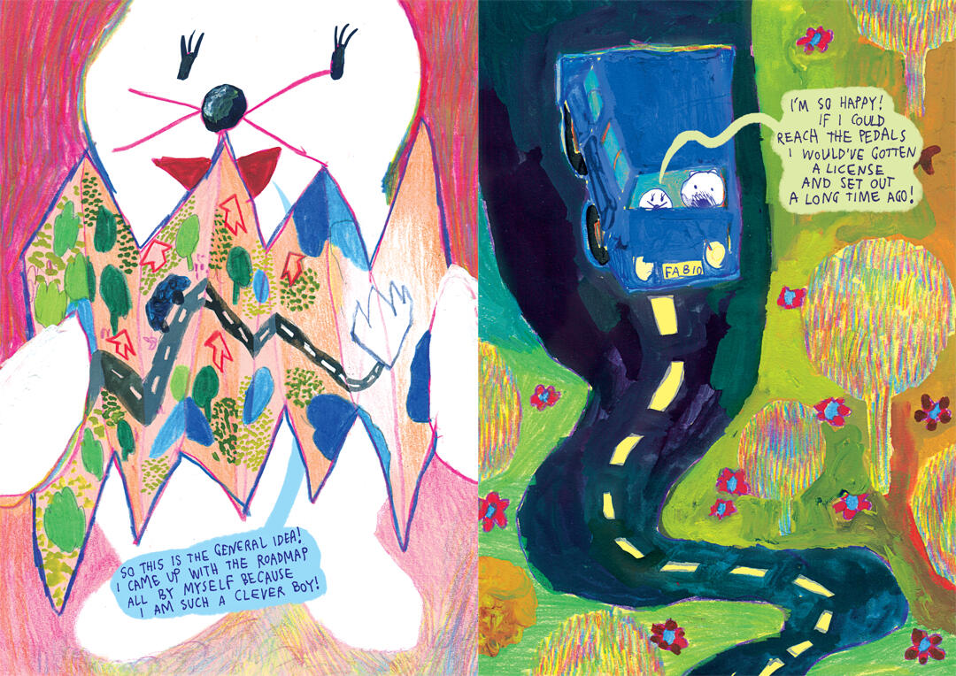 Ala Flora / 2018 / Into the White / mixed media comic book spread
