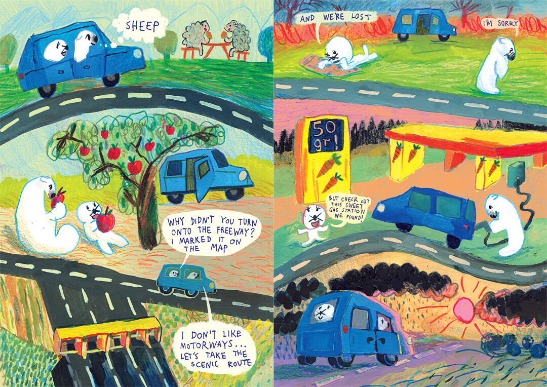 Ala Flora / 2018 / Into the White / mixed media comic book spread