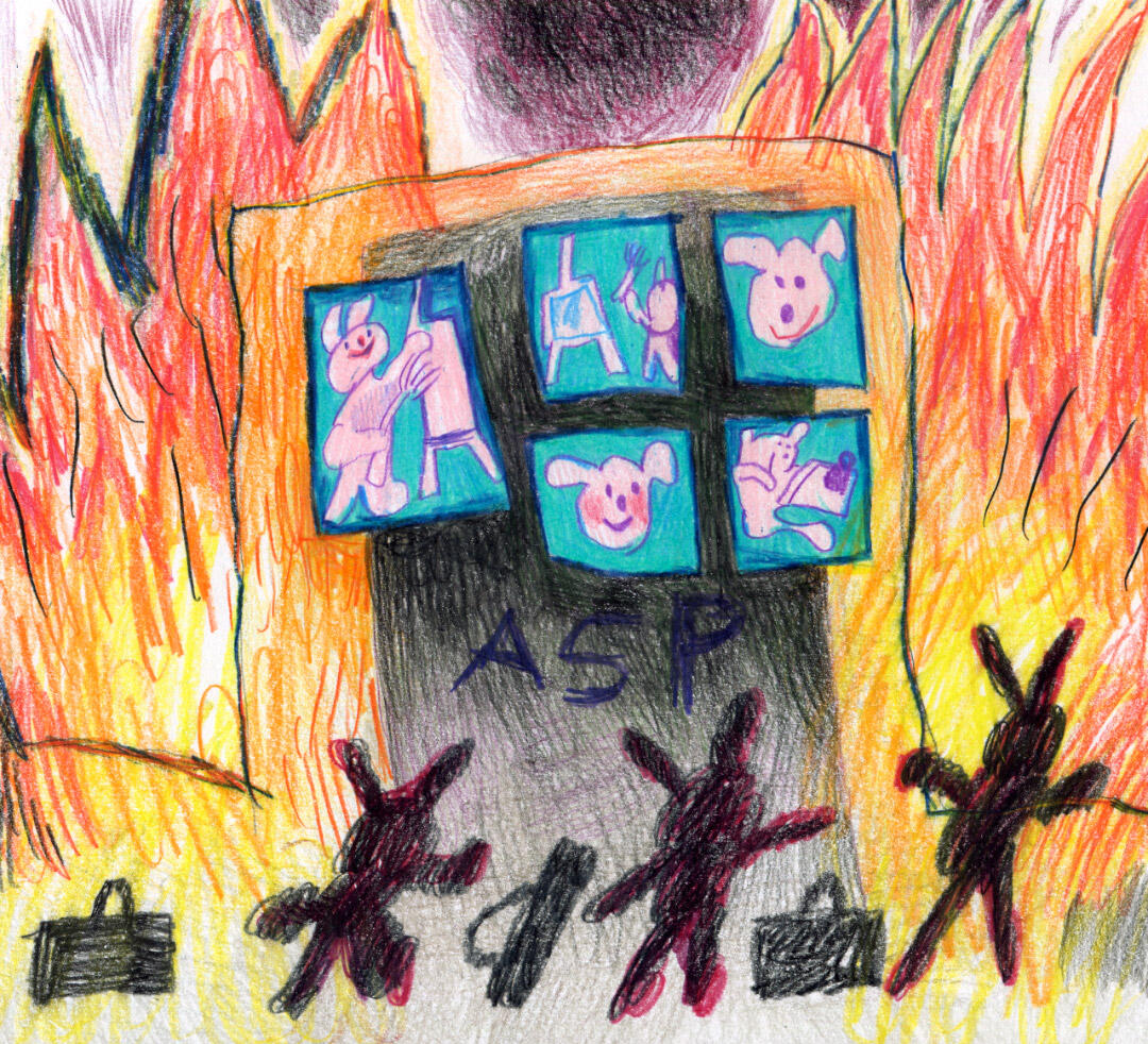 Ala Flora / 2020 / Zawiesina / graduation project / colored pencils book illustration / burning ASP