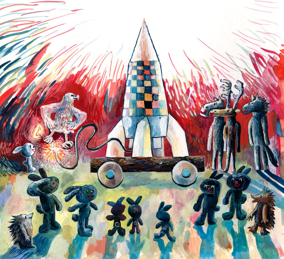 Ala Flora / 2020 / Zawiesina / graduation project / gouache book illustration / rocket start