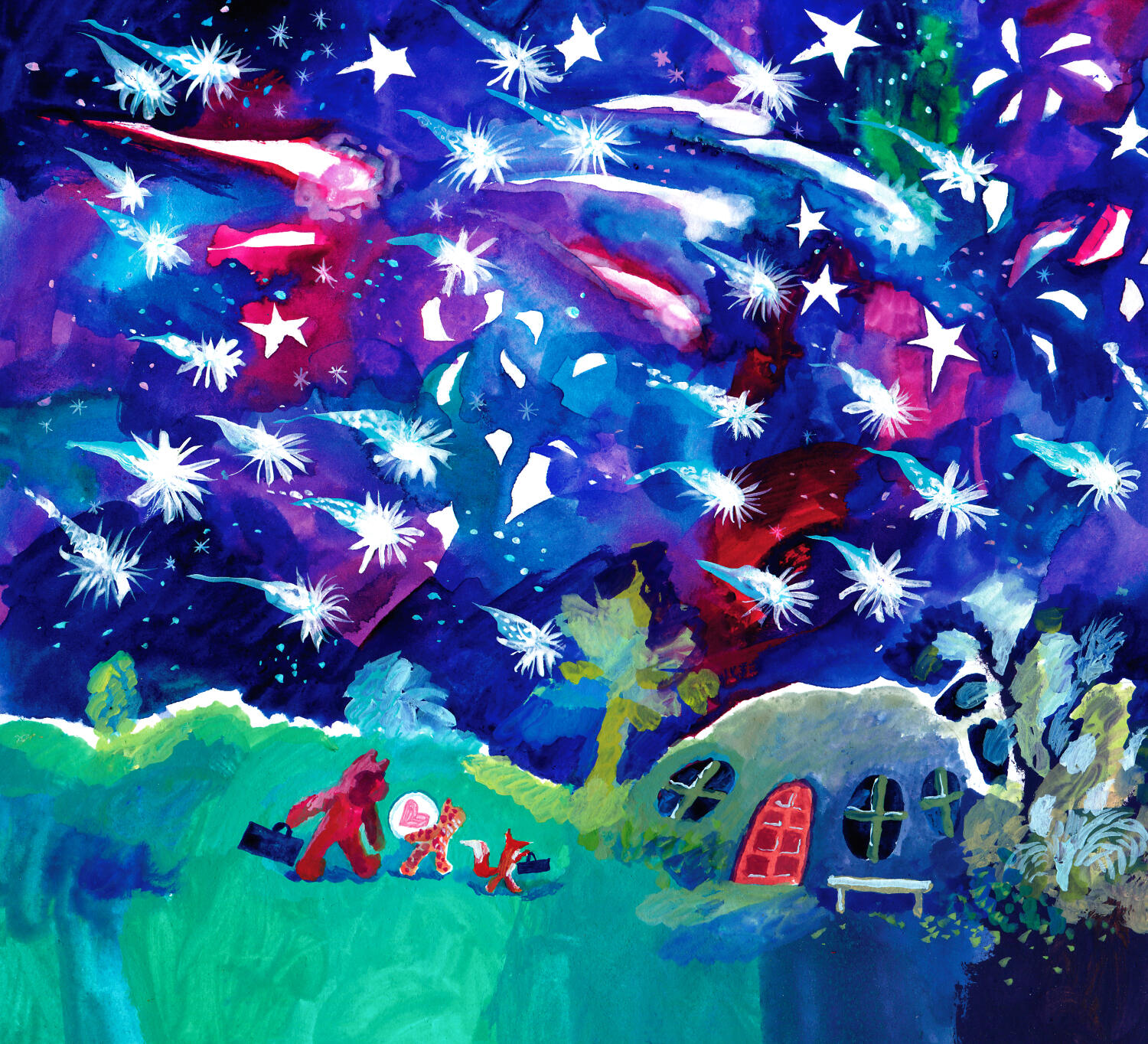 Ala Flora / 2020 / Zawiesina / graduation project / gouache book illustration / starry night